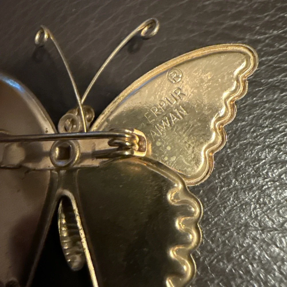 Vintage Colorful Butterfly Broach Pin-Signed Terpur Taiwan-1.5